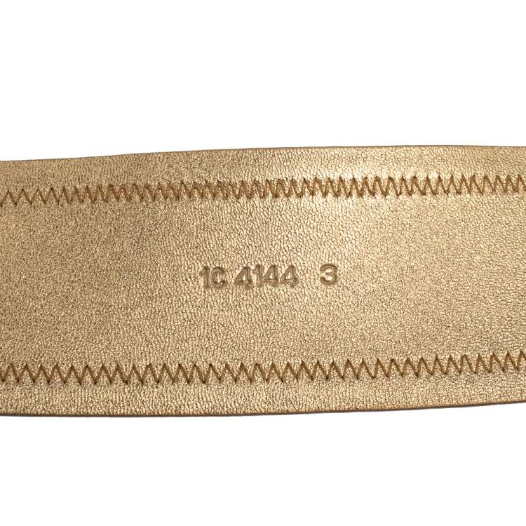 Pre Owned Prada Metallic Gold Leather Waist Belt 85 CM