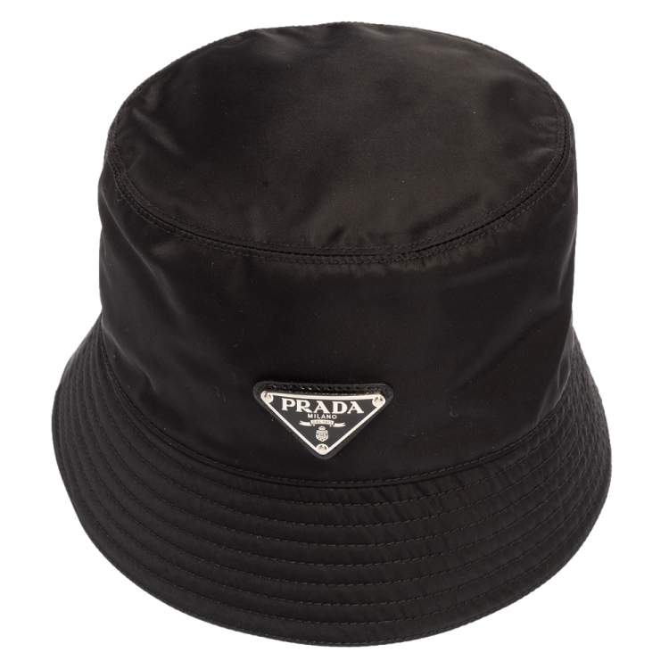 Pre Owned Prada Black Re-Nylon Bucket Hat