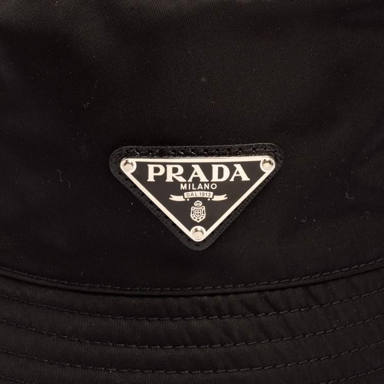 Pre Owned Prada Black Re-Nylon Bucket Hat