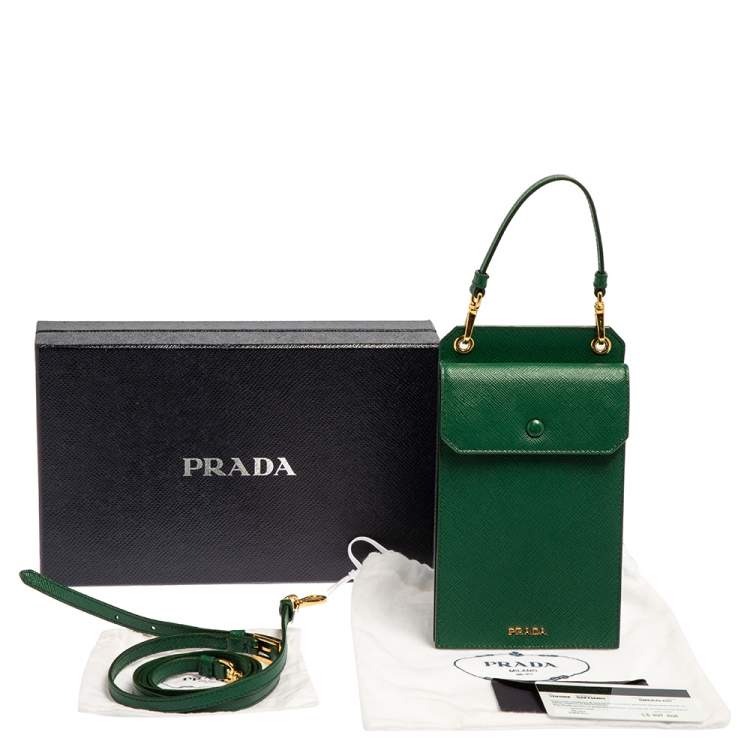 Pre Owned Prada Green Saffiano Lux Leather Smartphone Case