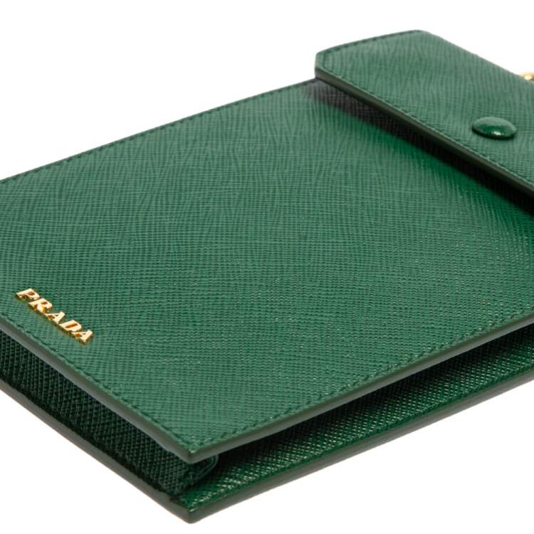 Pre Owned Prada Green Saffiano Lux Leather Smartphone Case