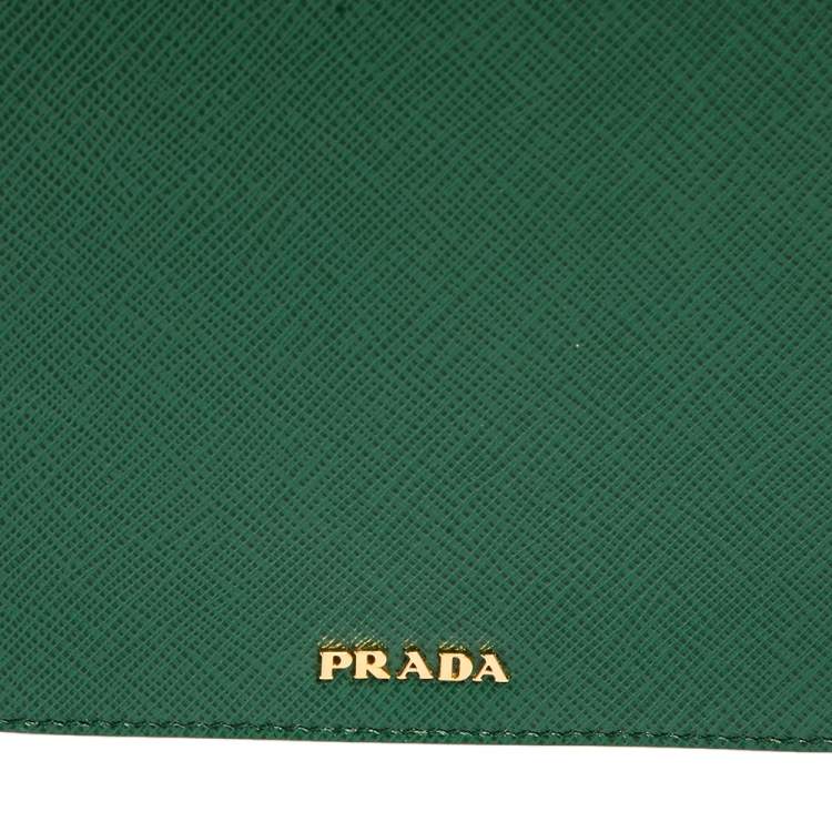 Pre Owned Prada Green Saffiano Lux Leather Smartphone Case