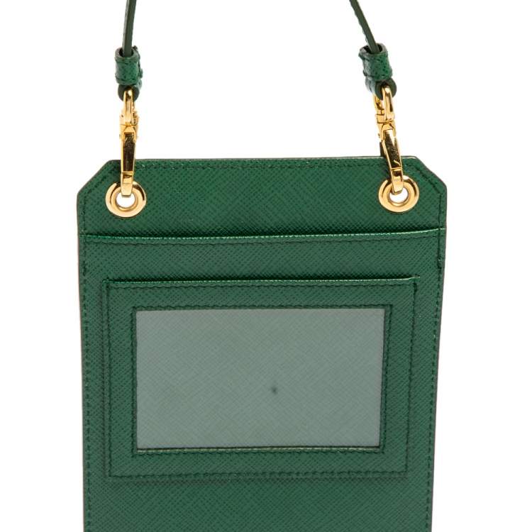 Pre Owned Prada Green Saffiano Lux Leather Smartphone Case
