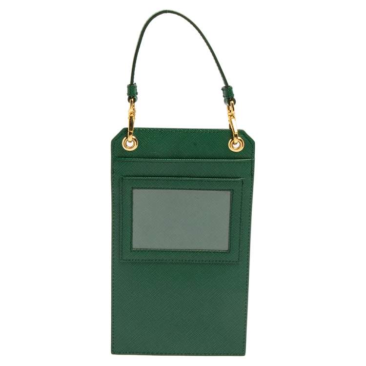 Pre Owned Prada Green Saffiano Lux Leather Smartphone Case