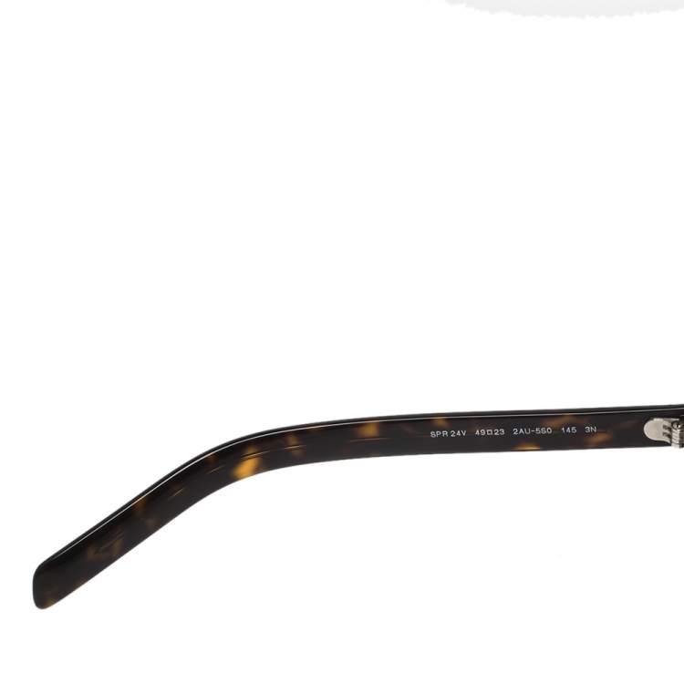 Pre Owned Prada Tortoise Brown/Grey SPR 24V Round Sunglasses