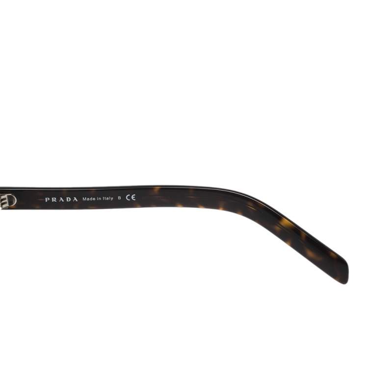 Pre Owned Prada Tortoise Brown/Grey SPR 24V Round Sunglasses