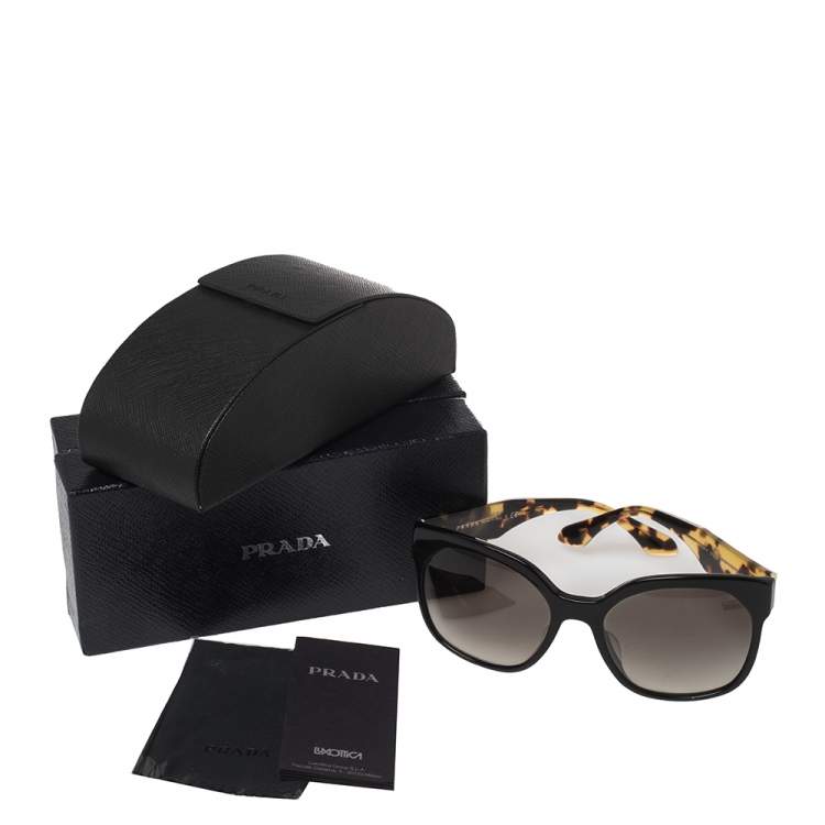 Pre Owned Prada Tortoise/Black SPR 10R-F Oversized Gradient Sunglasses