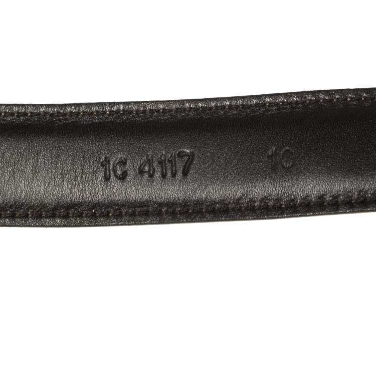 Pre Owned Prada Metallic Gold Saffiano Leather Logo Buckle Belt 85CM