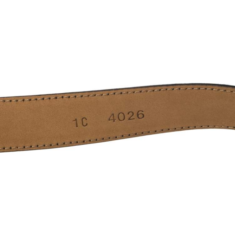 مملوكة مسبقًا Prada Black Pebbled Leather Cruise Ship Buckle Belt 85CM