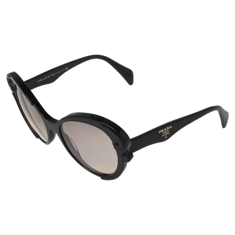 مملوكة مسبقًا Prada Black Acetate SPR 28N Baroque Cat Eye Sunglasses