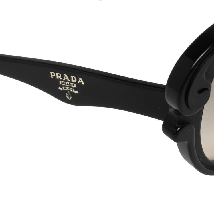 مملوكة مسبقًا Prada Black Acetate SPR 28N Baroque Cat Eye Sunglasses