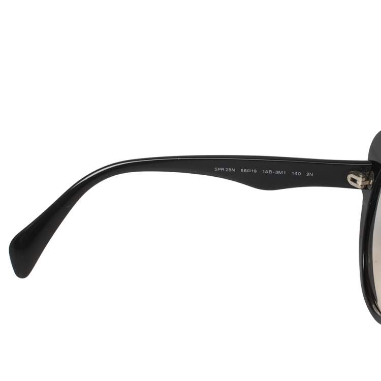مملوكة مسبقًا Prada Black Acetate SPR 28N Baroque Cat Eye Sunglasses