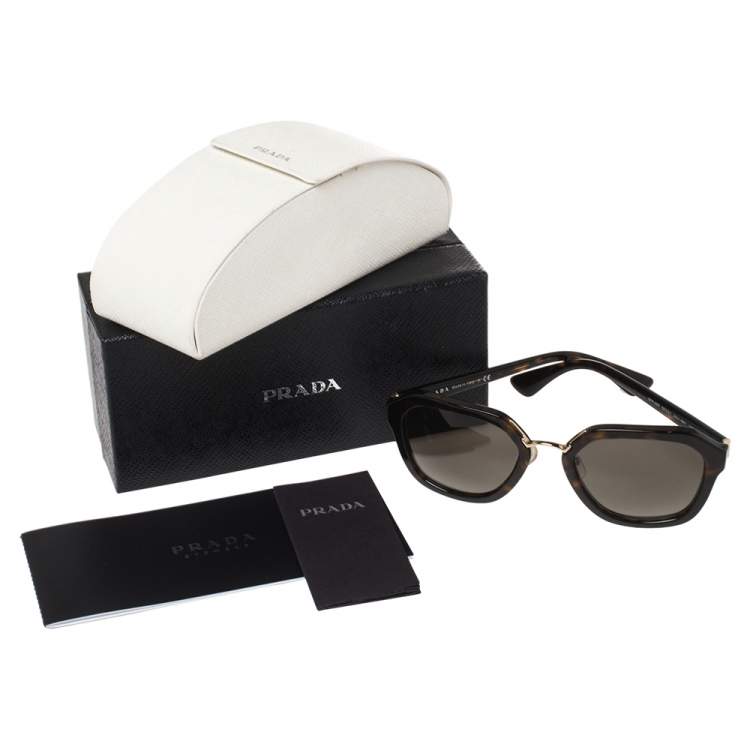 Pre Owned Prada Brown Acetate SPR 25R Havana Gradient Sunglasses