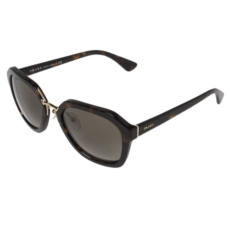Pre Owned Prada Brown Acetate SPR 25R Havana Gradient Sunglasses