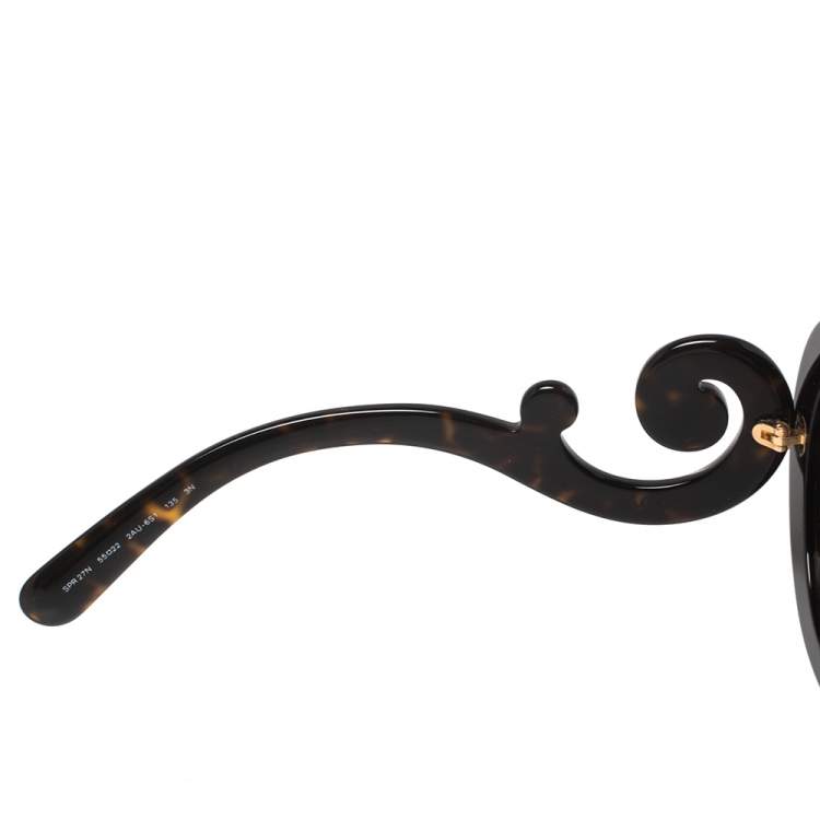 Pre Owned Prada Brown Tortoise SPR27N Baroque Gradient Oversized Sunglasses
