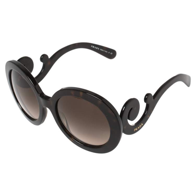 Pre Owned Prada Brown Tortoise SPR27N Baroque Gradient Oversized Sunglasses