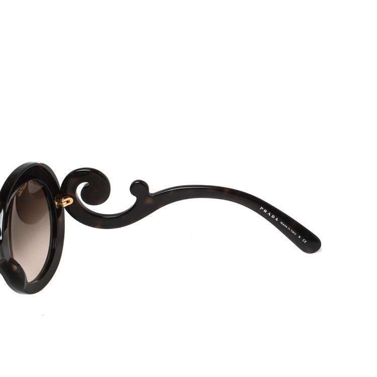 Pre Owned Prada Brown Tortoise SPR27N Baroque Gradient Oversized Sunglasses