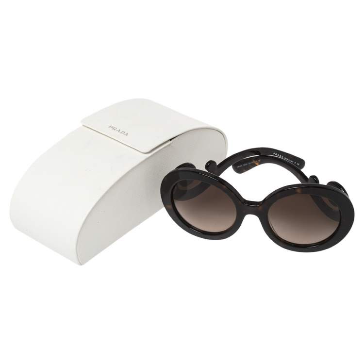 Pre Owned Prada Brown Tortoise SPR27N Baroque Gradient Oversized Sunglasses