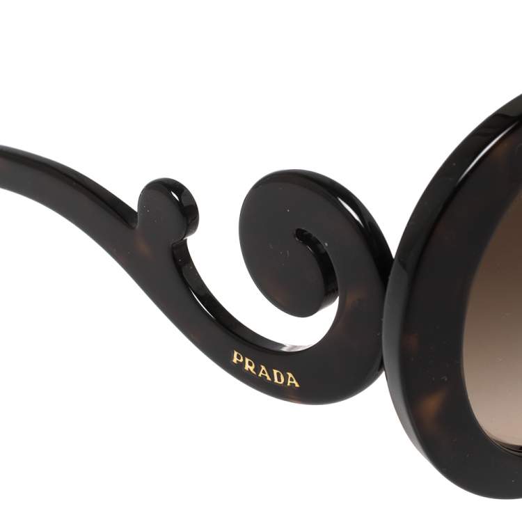 Pre Owned Prada Brown Tortoise SPR27N Baroque Gradient Oversized Sunglasses