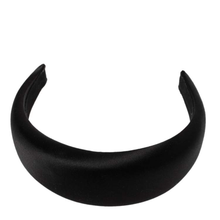 Pre Owned Prada Black Padded Satin Wide Headband
