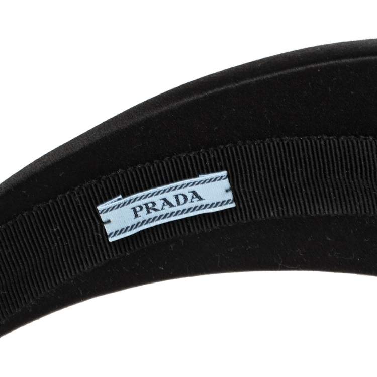 Pre Owned Prada Black Padded Satin Wide Headband