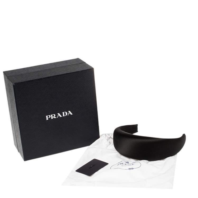 Pre Owned Prada Black Padded Satin Wide Headband
