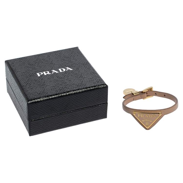Pre Owned Prada Dusty Pink Saffiano Leather Wrap Bracelet