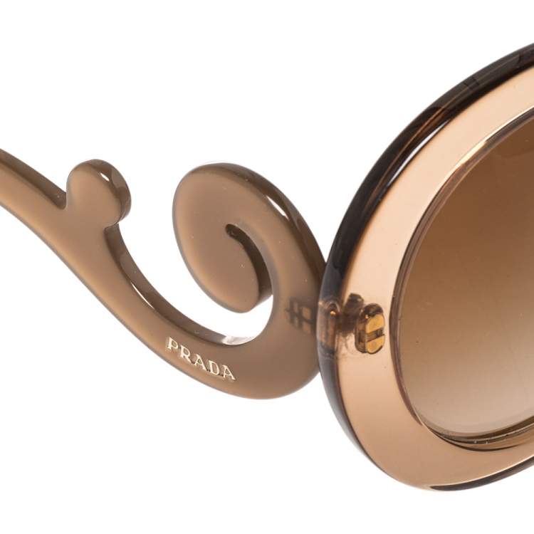 Pre Owned Prada Brown Acetate SPR27N Baroque Gradient Oversized Sunglasses
