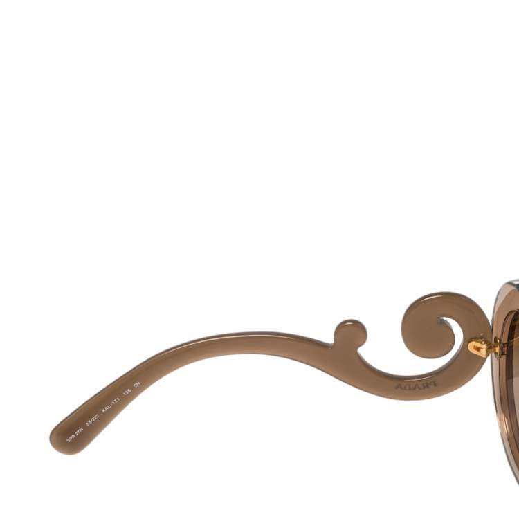 Pre Owned Prada Brown Acetate SPR27N Baroque Gradient Oversized Sunglasses
