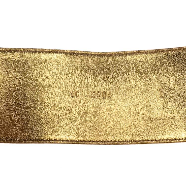Pre Owned Prada Metallic Gold Leather Waist Belt 85 CM
