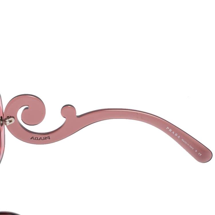مملوكة مسبقًا Prada Pink SPR27O Baroque Gradient Rectangle Sunglasses