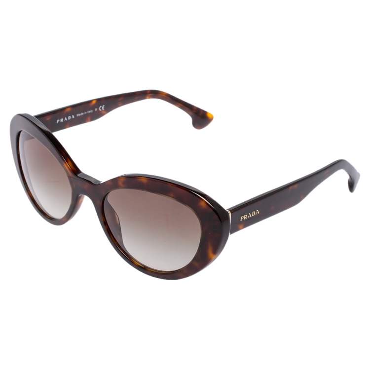 Pre Owned Prada Brown Havana SPR 15Q  Cat Eye Sunglasses