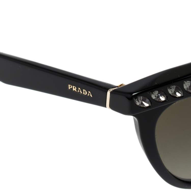 Pre Owned Prada Black SPR 04P Crystal Embellished Cateye Gradient Sunglasses