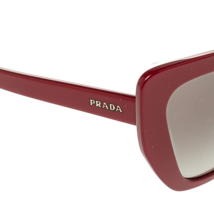 Pre Owned Prada Red Acetate SPR 08V Gradient Cat Eye Sunglasses 