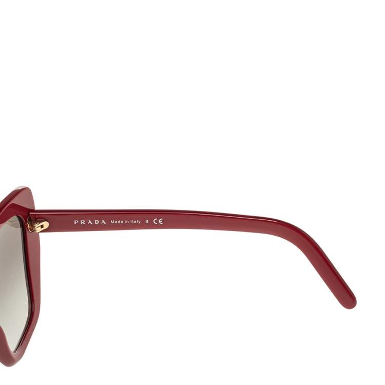 Pre Owned Prada Red Acetate SPR 08V Gradient Cat Eye Sunglasses 