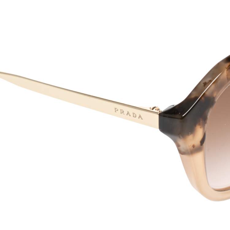 Pre Owned Prada Brown/Beige Acetate SPR12Q Gradient Cat Eye Sunglasses