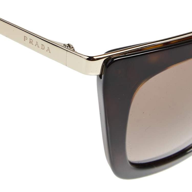 Pre Owned Prada Brown Havana/ Grey Gradient SPR 53S Cinema Cat Eye Sunglasses