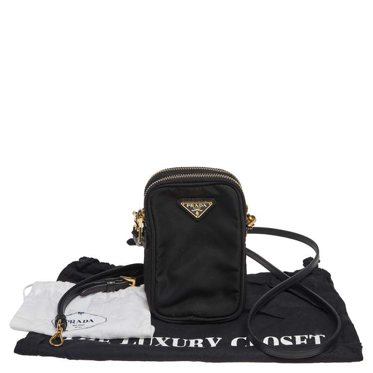 Pre Owned Prada Black Nylon Crossbody Phone Case
