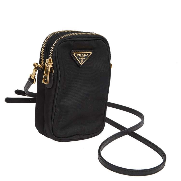 Pre Owned Prada Black Nylon Crossbody Phone Case