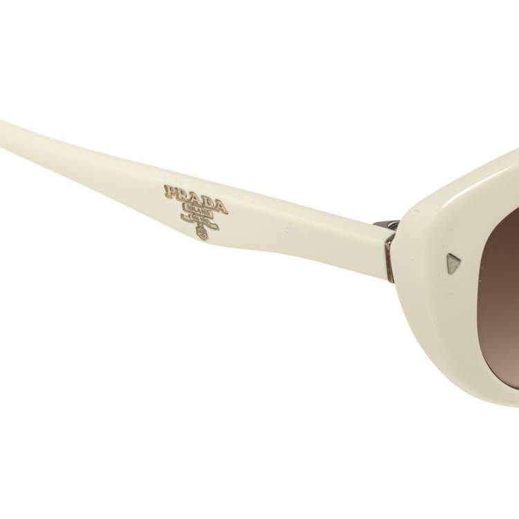 Pre Owned Prada White Acetate SPR 21N Gradient Cat Eye Sunglasses