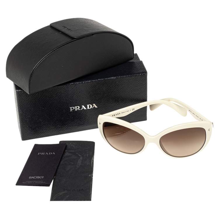 Pre Owned Prada White Acetate SPR 21N Gradient Cat Eye Sunglasses