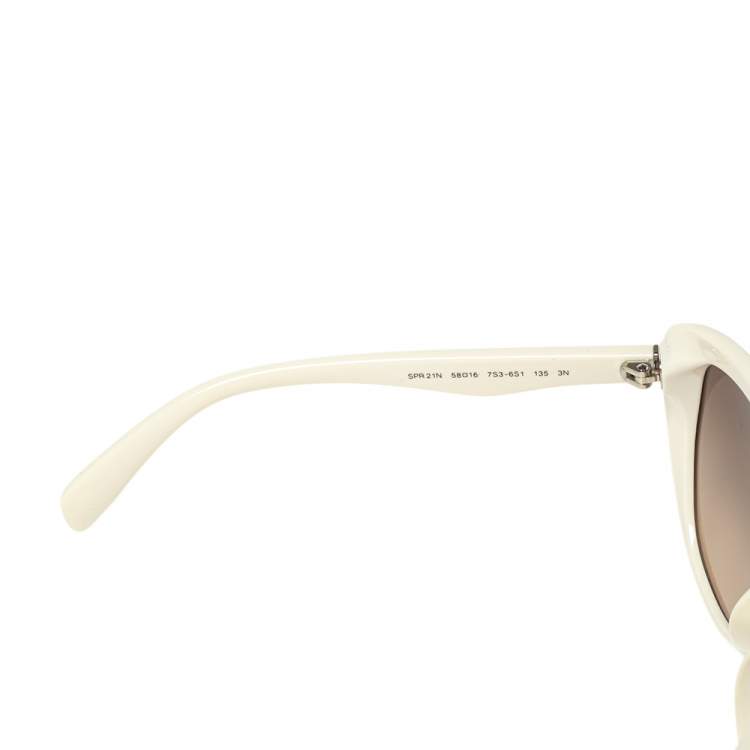 Pre Owned Prada White Acetate SPR 21N Gradient Cat Eye Sunglasses