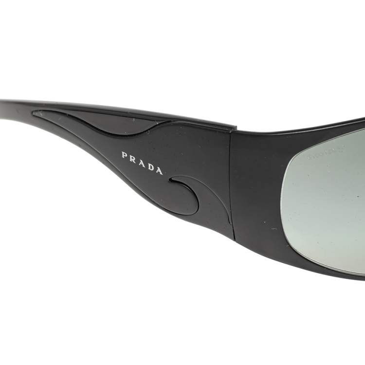 Pre Owned Prada Black Acetate Black Metal Tone SPR 50G Gradient Rectangle Sunglasses