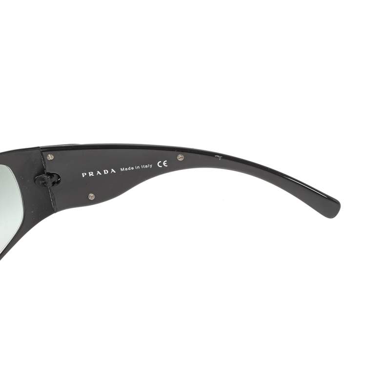 Pre Owned Prada Black Acetate Black Metal Tone SPR 50G Gradient Rectangle Sunglasses