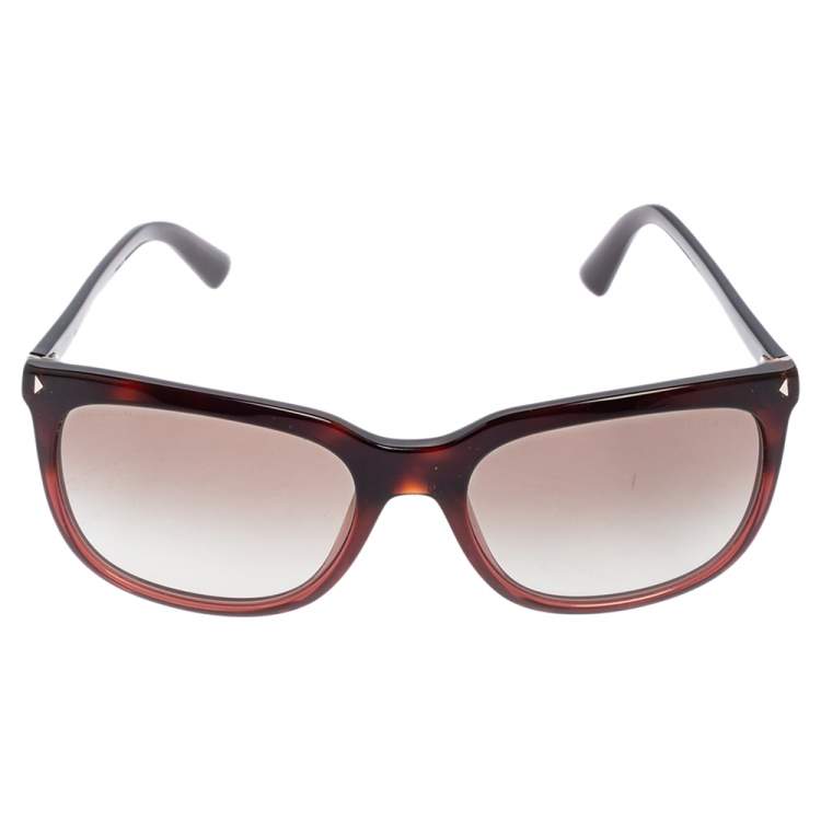Pre Owned Prada Maroon Acetate SPR 12R Gradient Square Sunglasses