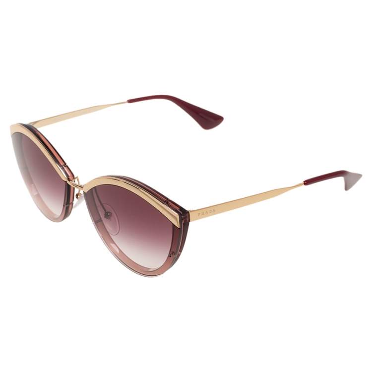 Pre Owned Prada Burgundy Acetate SPR07U Gradient Cat Eye Sunglasses