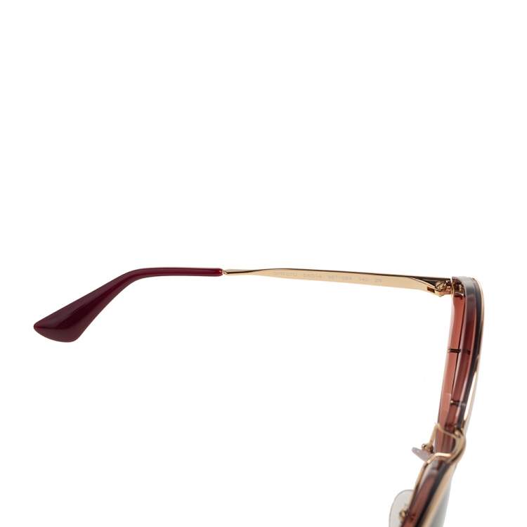 Pre Owned Prada Burgundy Acetate SPR07U Gradient Cat Eye Sunglasses