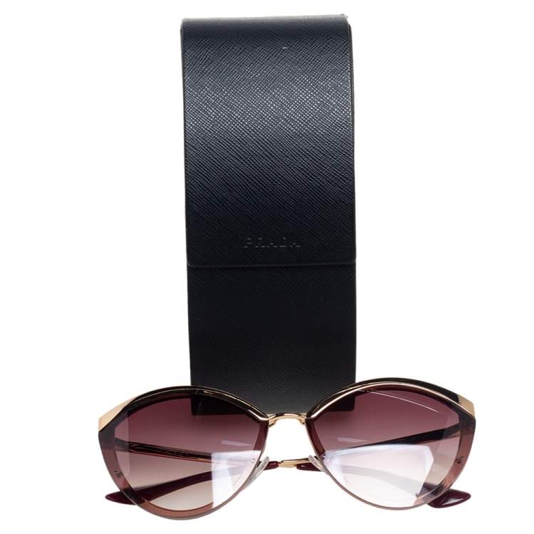Pre Owned Prada Burgundy Acetate SPR07U Gradient Cat Eye Sunglasses