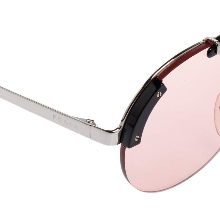 Pre Owned Prada Pink Acetate SPR52U Pilot Sunglasses