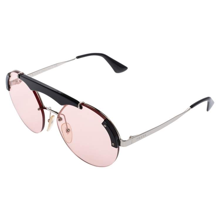 Pre Owned Prada Pink Acetate SPR52U Pilot Sunglasses